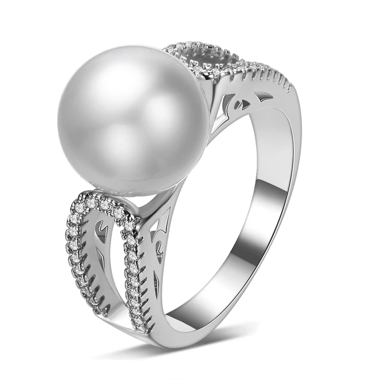 

New arrival fashion CZ zircon Shell pearl 925 sterling silver ladies`wedding rings jewelry gift for women ring