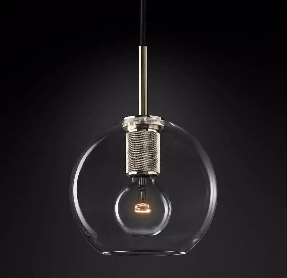 E 1 light silver Американская RH лампа Эдисона E27 G80 светодиодный Люстра светодиодный подвесной светильник освещение золотой/черный/серебристый металлический стеклянный светодиодный светильник - Цвет абажура: E 1 light silver