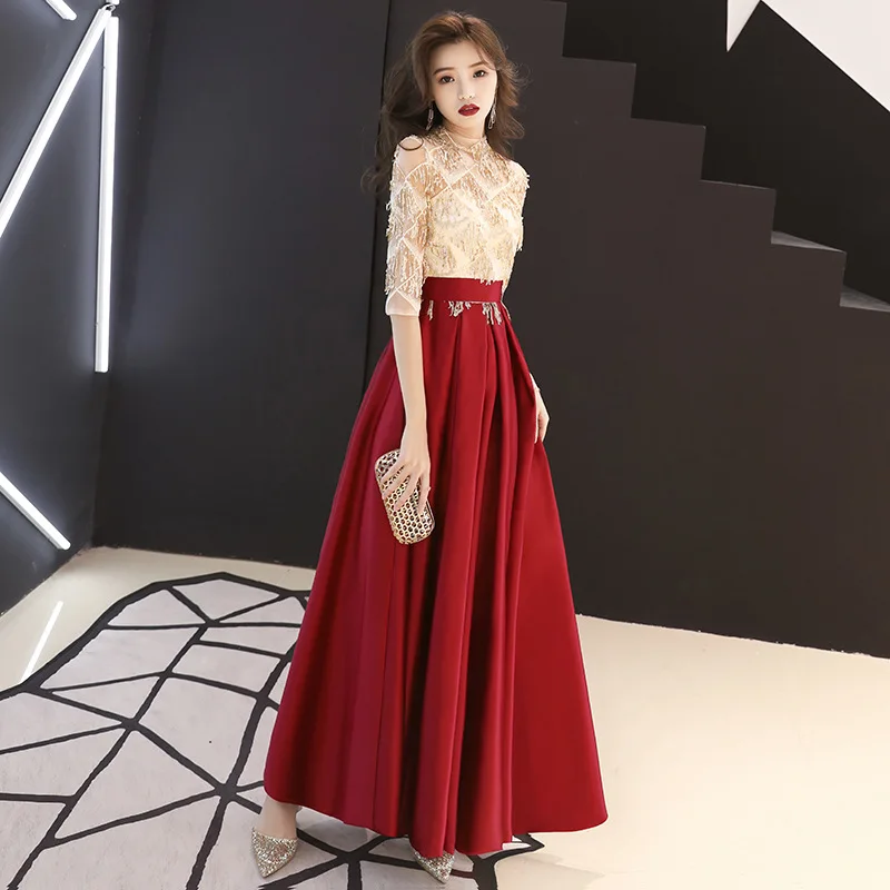 Beauty Emily, длинные кружевные вечерние платья с блестками, элегантные открытые вечерние платья с кисточками, плиссированные Бальные платья с коротким рукавом, robe de soiree