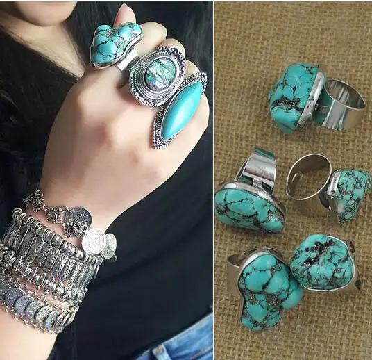 Винтажное цыганское кольцо из металлического сплава с натуральным турецким