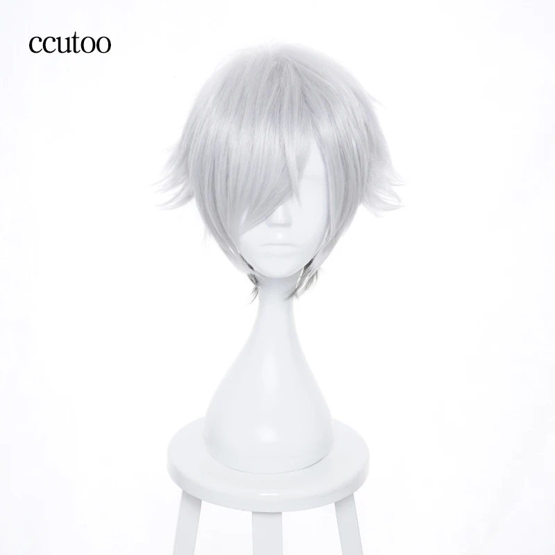 Ccutoo 1" Короткие Shaggy слоистых парад смерти оказалось Для мужчин; серебристый серый микс Синтетические волосы Косплэй парик Термостойкость