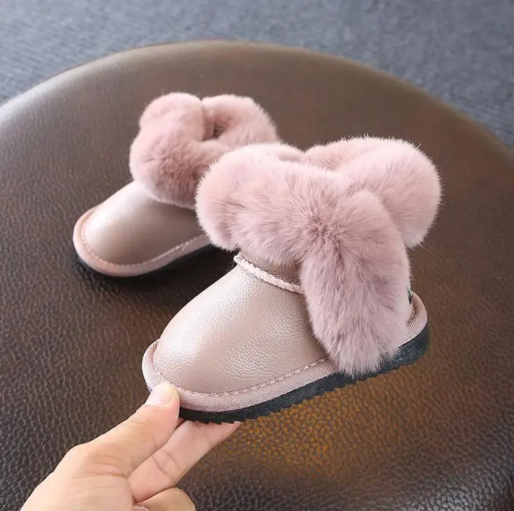 Детские зимние сапоги 2018 года на кроличьем меху в Корейском стиле теплые для