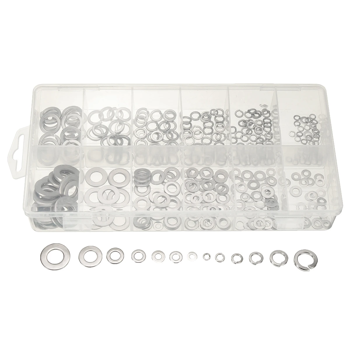 HQ 350Pcs Stainless Steel Flat Spring Washers Assortment Set Metal Lock Washer Abrasion Resistance Corrosion Prevention | Обустройство