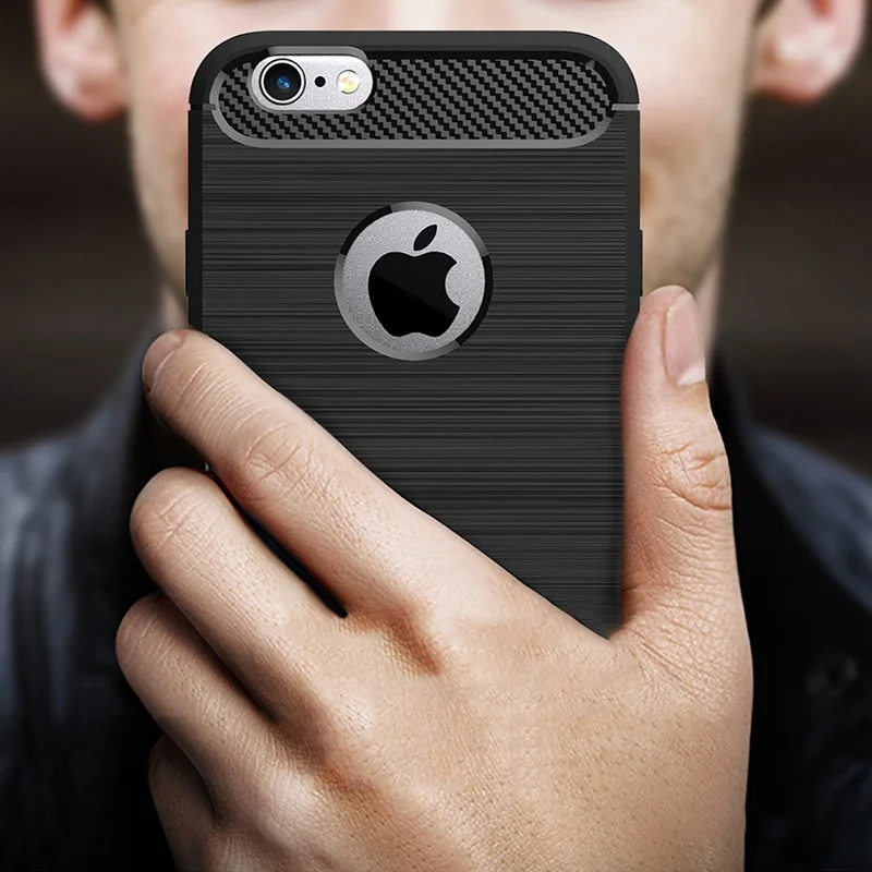 Soft Armor Silicon Case For iPhone 6 Plus Cover Luxury TPU Brushed Carbon Fiber Back Coque | Мобильные телефоны и