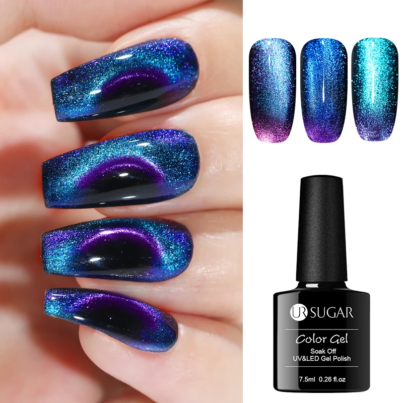 

UR SUGAR 7.5ml 9D Magnetic Gel Polish Chameleon Purple Gold Color Shining Soak Off UV LED Gel Varnish Nail Art Design Gel
