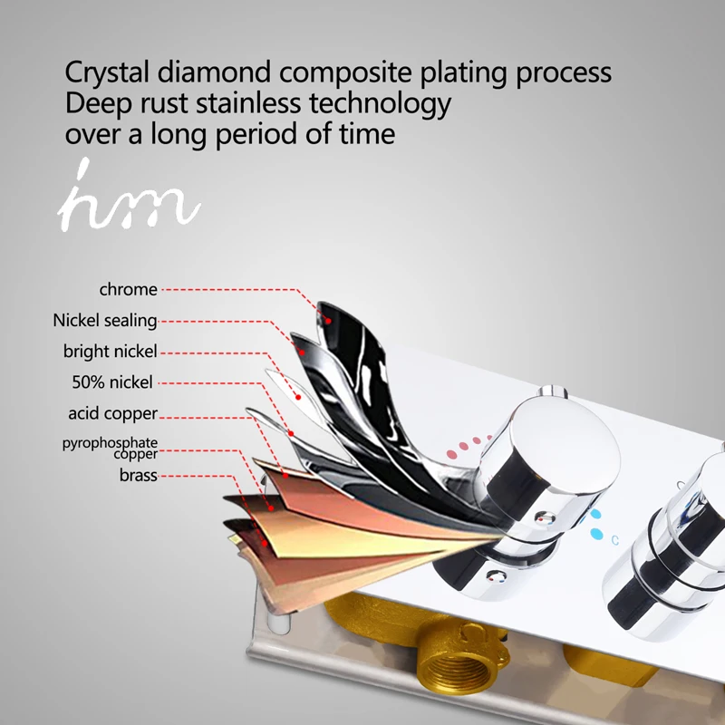 Термостатический смеситель для душа hm кран из латуни хром с большим потоком 5