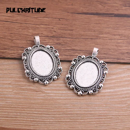 antique silver PULCHRITUDE 4 шт 18*25 мм внутренний Размеры два Цвет металлического сплава простой Овальный выдалбливают кулон из кабошона оправа Ювелирная фурнитура P6803 - Цвет: antique silver