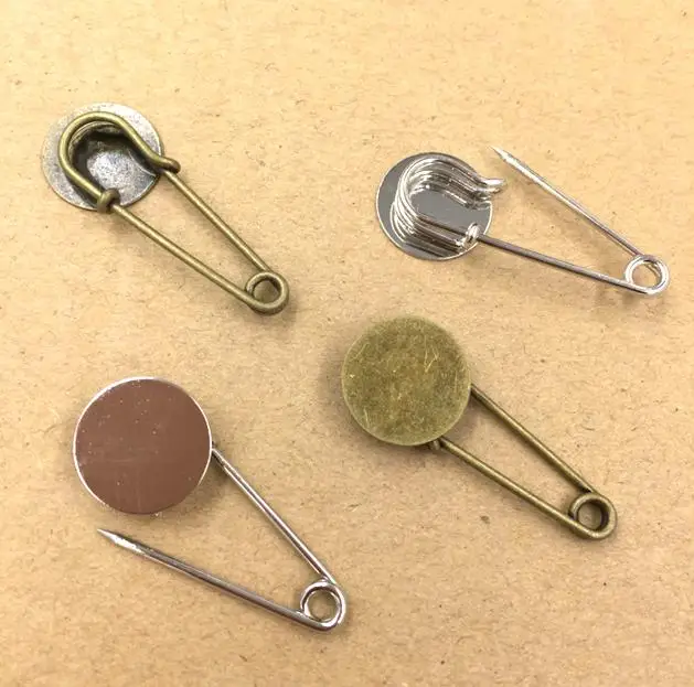 Полимерные кабошоны клип Kilt Pin Задняя основа для броши Пустые Настройки безопасности-булавки 15 мм 18 мм 20 мм 25 мм плоский круг клей колодки DIY Результаты