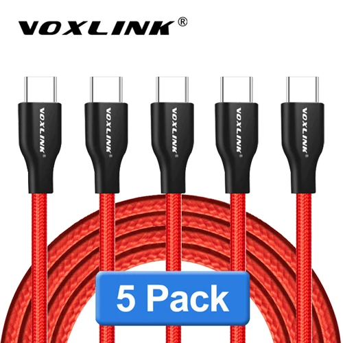 VOXLINK usb type-C кабель для xiaomi redmi note 7 USB-C кабель для быстрой зарядки мобильного телефона type-C для samsung Galaxy S9 S8 Plus - Цвет: Red 5pcs cable