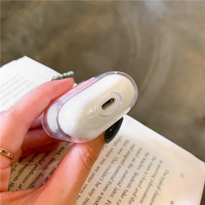 Чехол для Airpods с милым рисунком, Прозрачные Жесткие чехлы для AirPods, защитный чехол с мультяшным рисунком, Bluetooth, беспроводной чехол для наушников