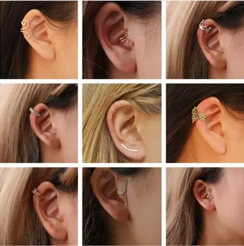 1 шт. европейские и американские модные серьги клипсы для Пирсинга Ушей с