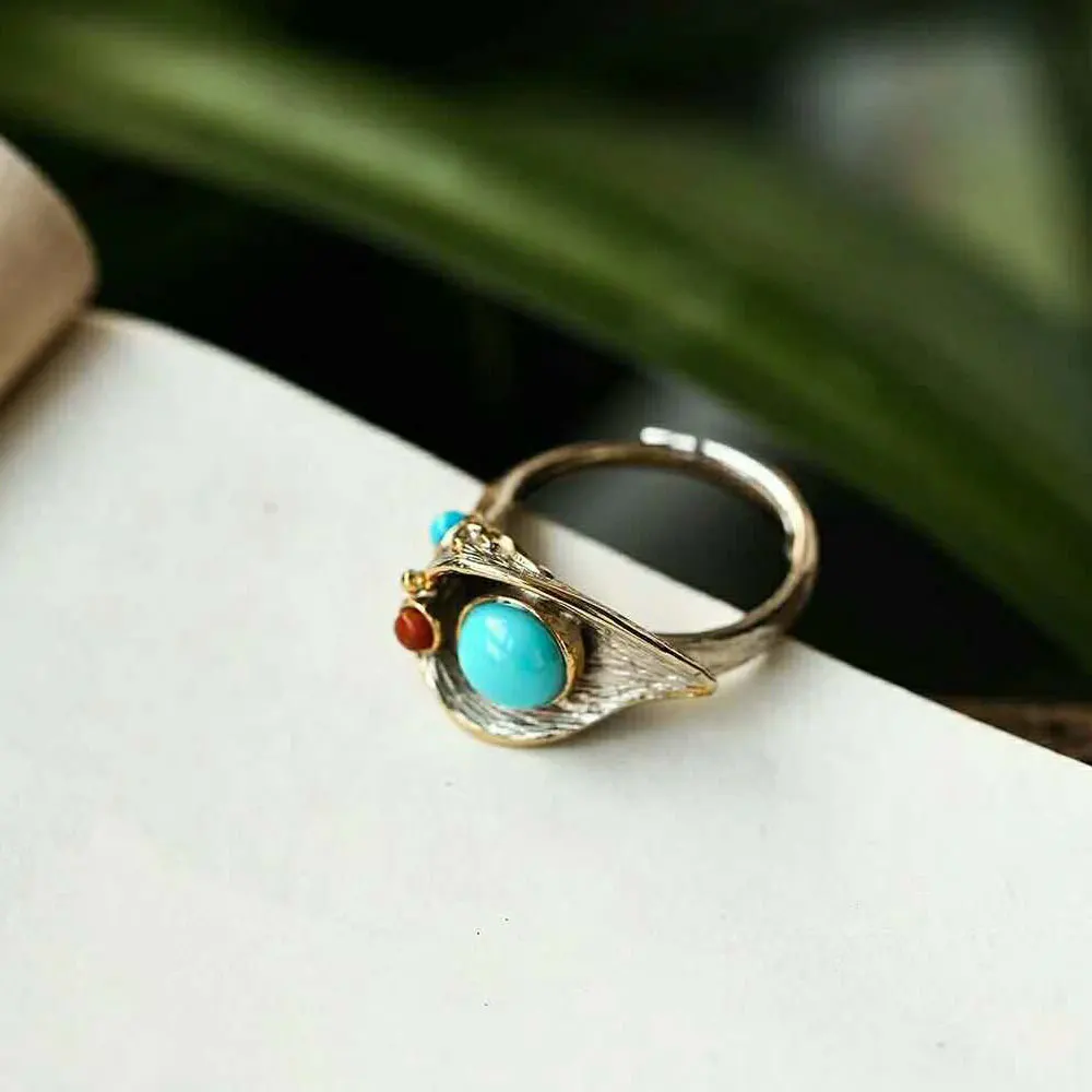 RADHORSE 925 Серебряные кольца для Для женщин Fine Jewelry Бирюзовый Калла Лили