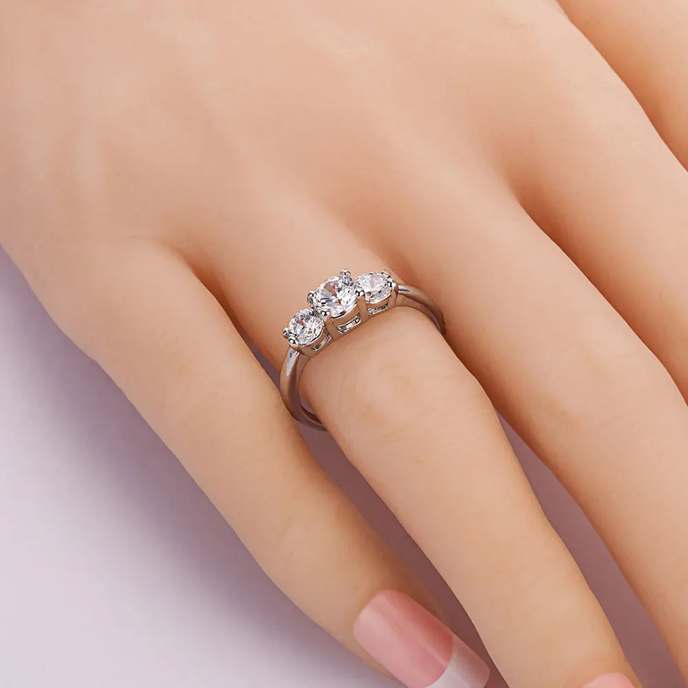 Exquisite White Gold rings with crystal CZ Cocktail Wedding Vintage Finger Ring woman accessories jewelry C30 | Украшения и