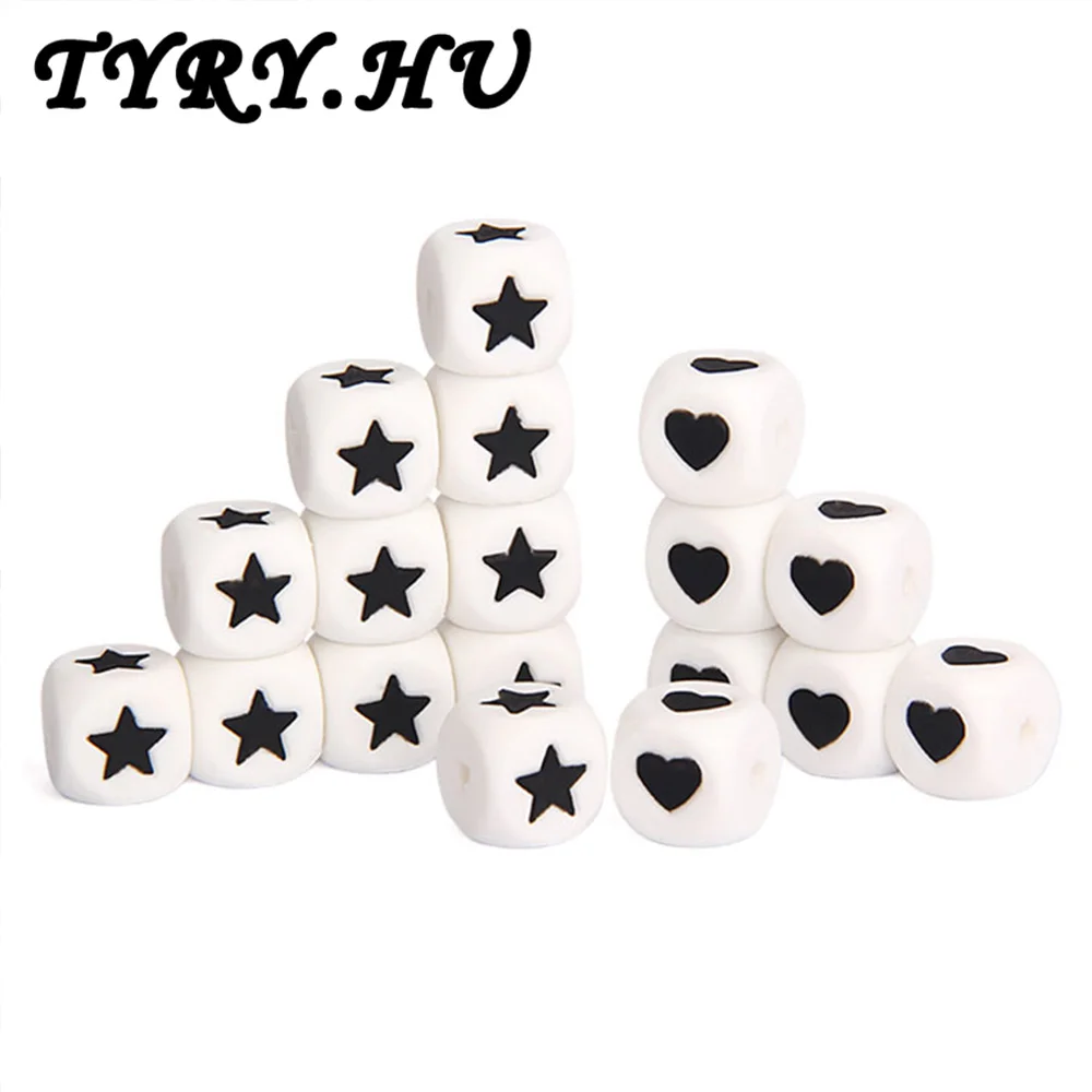 Силиконовые бусины TYRY. HU (12 мм кубики звездного сердца)-Пищевая свободная