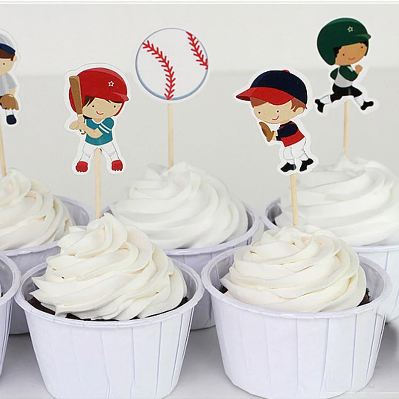 48 шт./компл. бейсболка спортивная чашка для кексов Топпер торта на день рождения