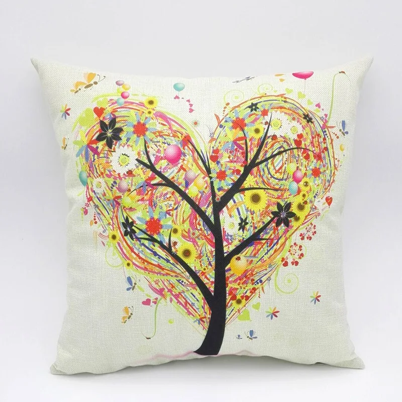 

Cartoon Tree Cushion Cover Cotton Linen Decorative Pillowcase Chair Seat Square 45x45cm Pillow Cover Home Living Textile