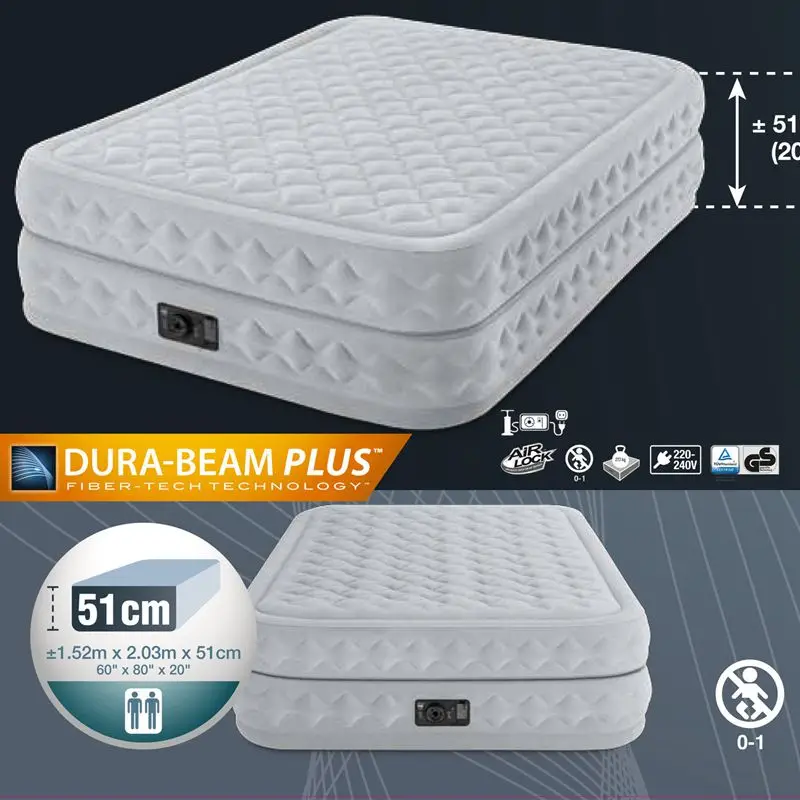 Intex Dura-beam superme air-flow двухслойная воздушная кровать повышенная надувная кровать queen с встроенным электрическим насосом, AC 220 V