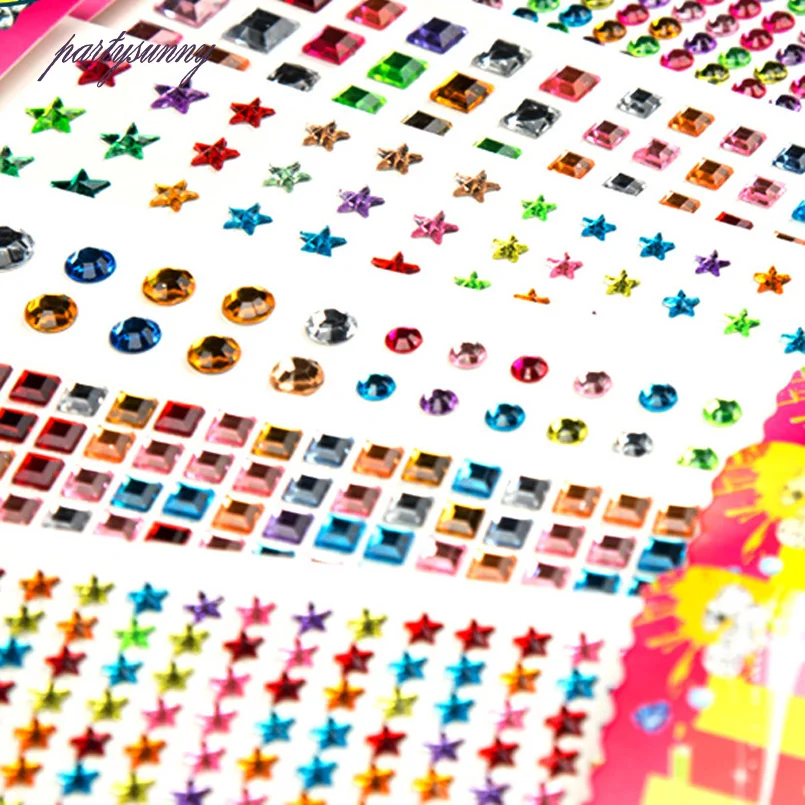 PF Дети Цветок Наклейки Акриловые Кристаллы Стразы Аппликации Клей Glases Flatback Бисер