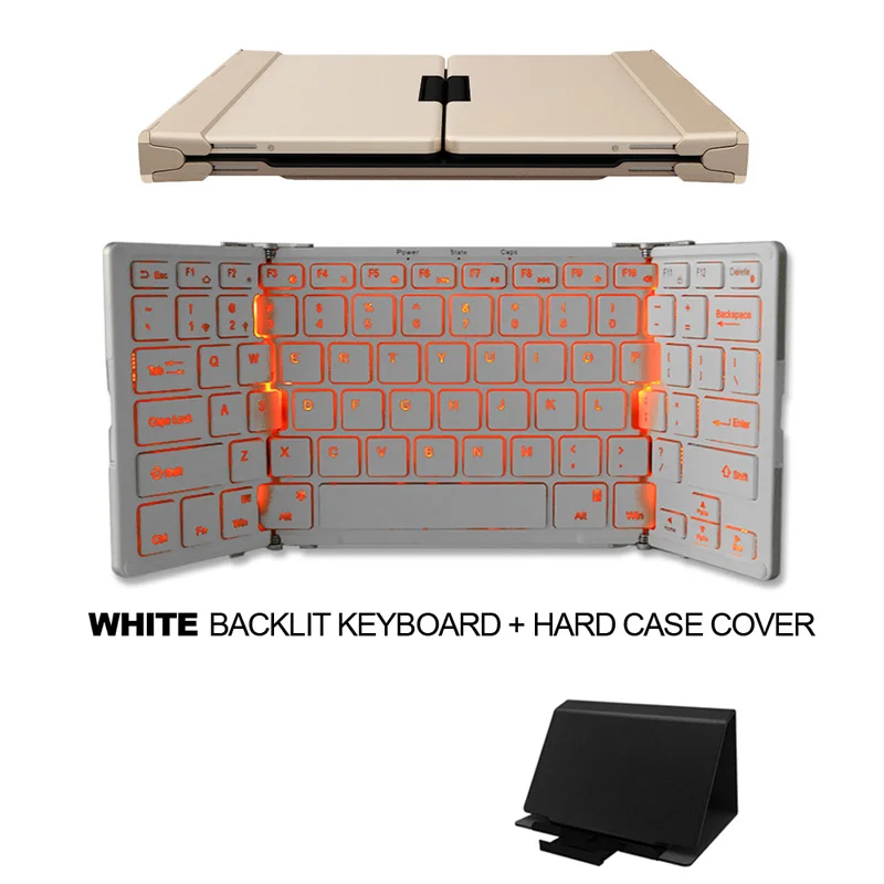 White no backlit B.O.W Беспроводная и Проводная bluetooth-клавиатура из алюминиевого сплава с красивой подсветкой для настольных ПК, iPad, iPhone и планшетов, ноутбуков - Цвет: White no backlit