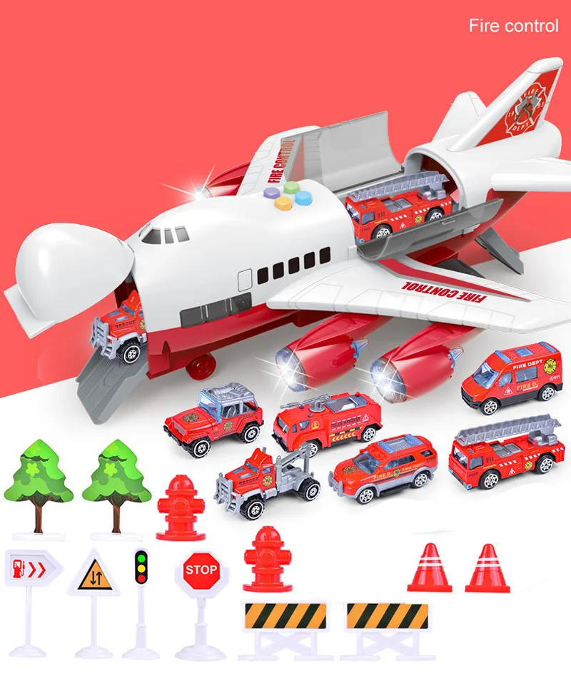 Fire Rescue Kit 4 стиля музыкальная история симулятор трек инерции детская игрушка для хранения самолета пассажирский самолет Ploice пожарно-спасательный автомобиль для маленьких мальчиков - Цвет: Fire Rescue Kit