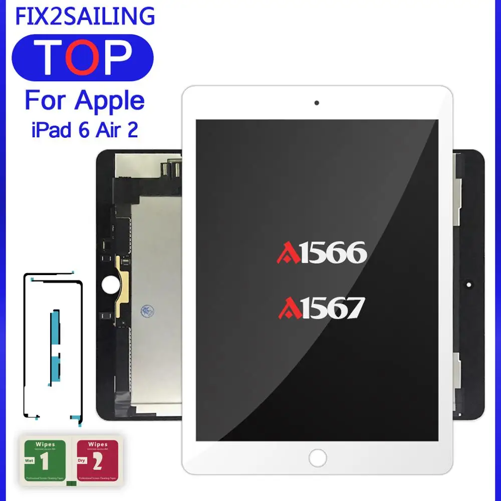 9," lcd s для Apple iPad 6 Air 2 A1567 A1566 AAA+ класс ЖК-дисплей сенсорный экран дигитайзер сборка Замена ЖК
