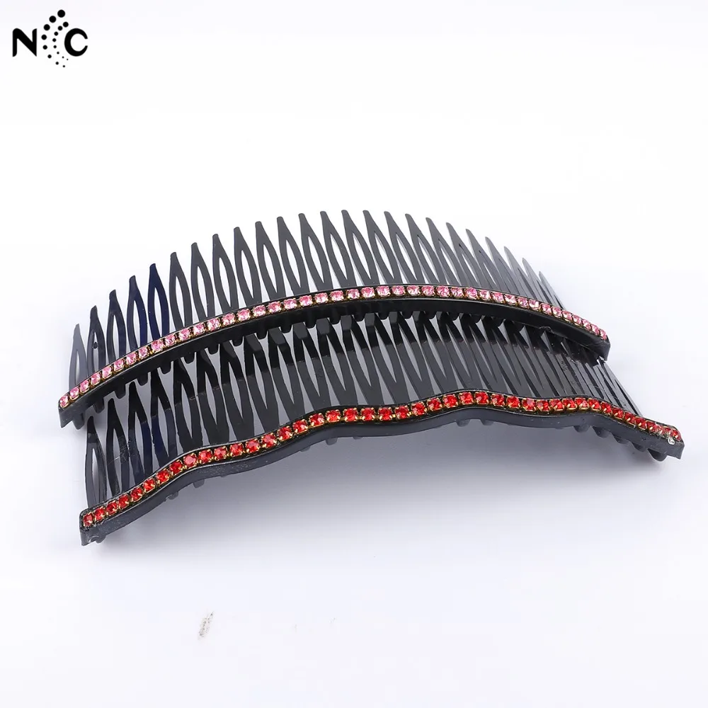 1PC Random Color Wavy Straight Line Rhinestone Hair Comb Clips Barrettes Claw For Women Hairgrips Accessories |