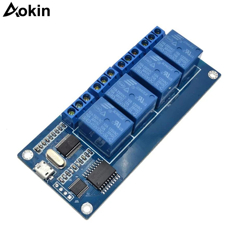 Микро релейный модуль usb 5v 4 канальный контрольная панель реле с индикатором