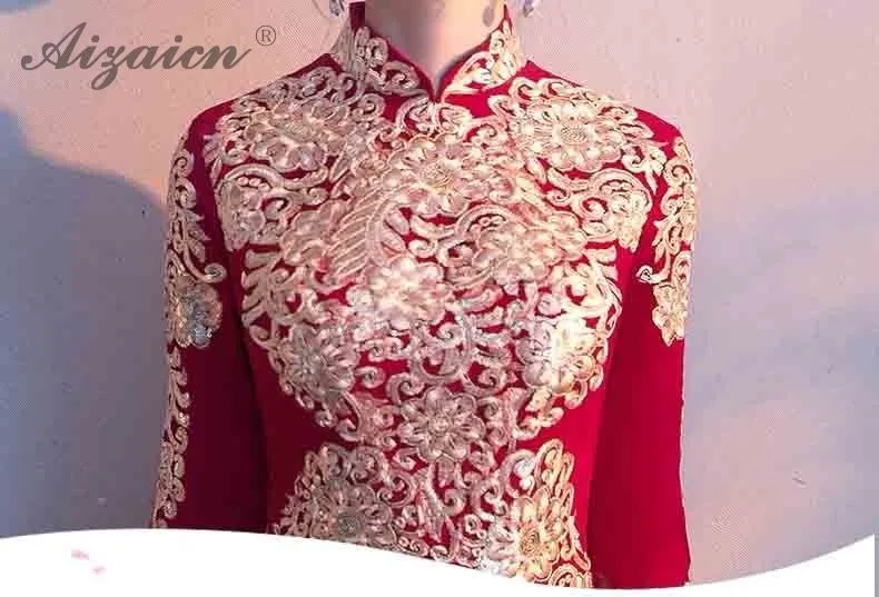 Красное традиционное китайское свадебное платье Qipao женская розовая одежда мода для девочек Cheongsam хлопок А-силуэт плюс размер вечерние платья