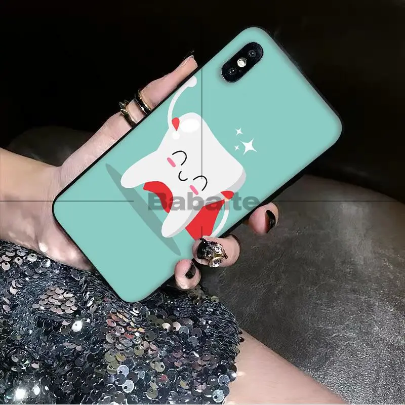 Babaite милый черный мягкий чехол для телефона с зубами мудрости iPhone 5 5Sx 6 7 7plus 8 8Plus X XS