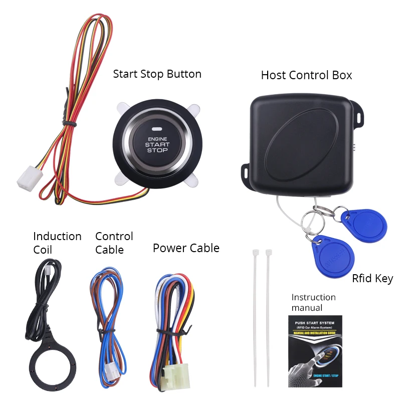 

12V Car Alarm Engine Star line Push Button Start Stop RFID Lock Ignition Switch Keyless Entry System Starter Anti-theft System