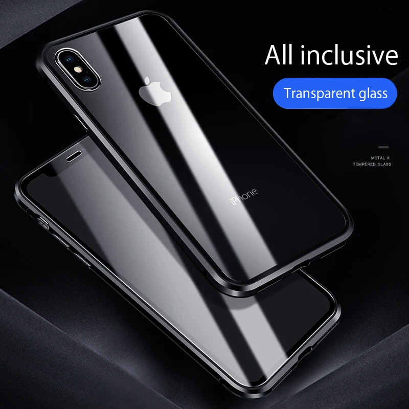 Двойные боковые стекла всего тела Магнитная адсорбции для iPhone XS Max XR х Slim Fit