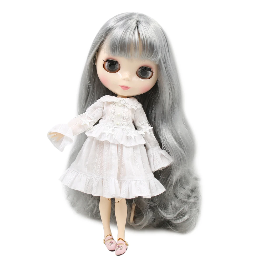 Blyth joint doll factory BL9084 новые мечтательные серые длинные вьющиеся волосы для девочек подарок DIY Белая кожа