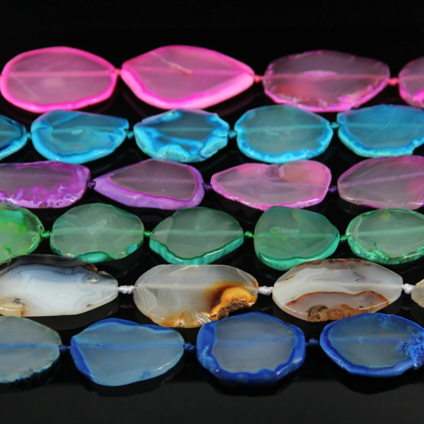 Разные цвета натуральные бусины из Драпированного агата россыпью крупные