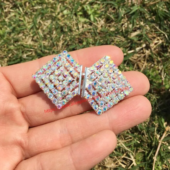 silver AB 1 шт./лот, серебряная AB пряжка с кристаллами для одежды, комбинированная пряжка с цветами для пальто, украшения, стразы для одежды, Золотая пряжка - Цвет: silver AB