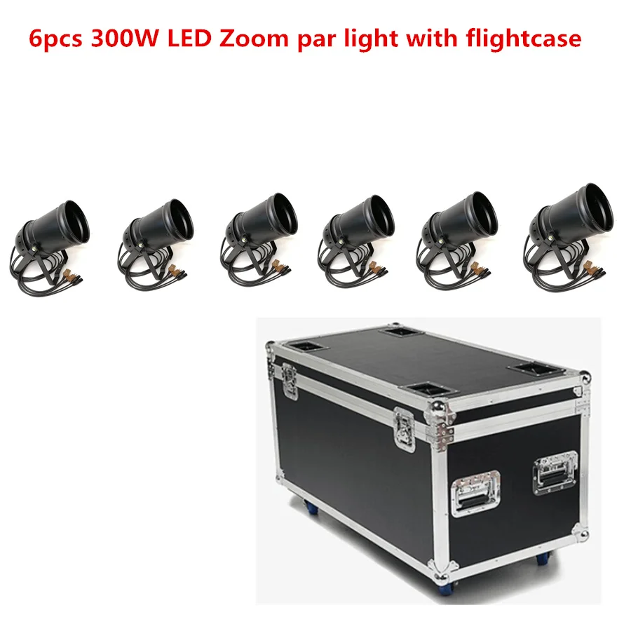 

6pcs LED ZOOM 5- 50 degree 300W COB LED Par Light with flightcase RGBW 4in1 Stage lighting Warm White White LED Par 64 dj dmx