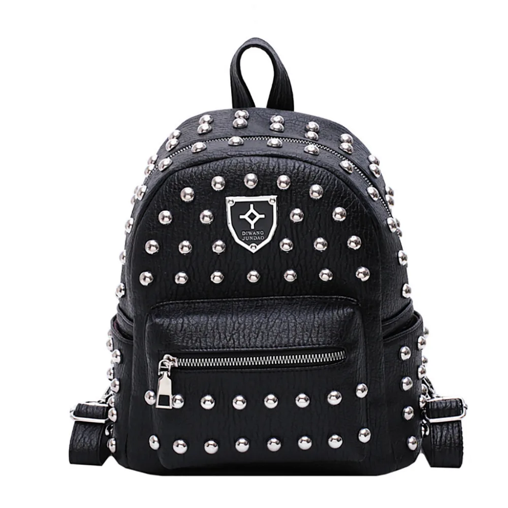 Studded versatile backpack fashion women's bag new casual backpack solid color student bag travel backpack Dropship Y612