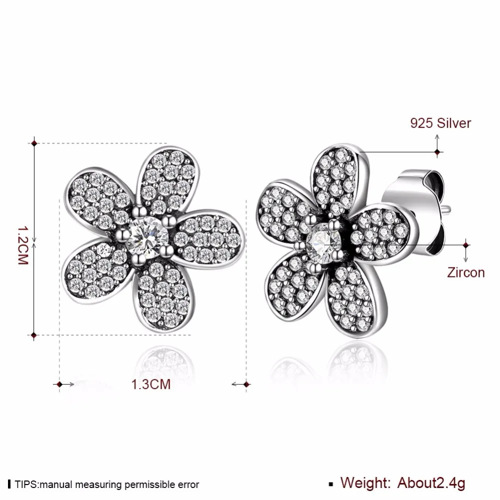 CICI WARREN Fine Jewelry 925 Sterling Silver Stud Earrings Flower style Paved AAA+ Zircon Gifts For Women CWE016 | Украшения и