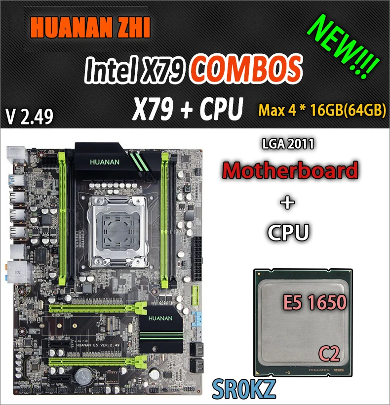 Huanan Zhi V2.49 X79 материнская плата LGA2011 блок питания ATX комбо E5 1650 C2 SR0KZ USB3.0 SATA3 PCI-E NVME M.2 SSD Поддержка порта 4x16G Оперативная память