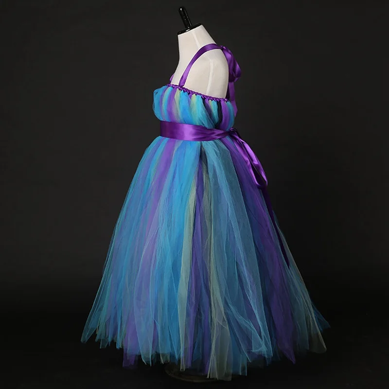 Платье-пачка для девочки длинное платье ручной работы в виде павлина свадьбы дня