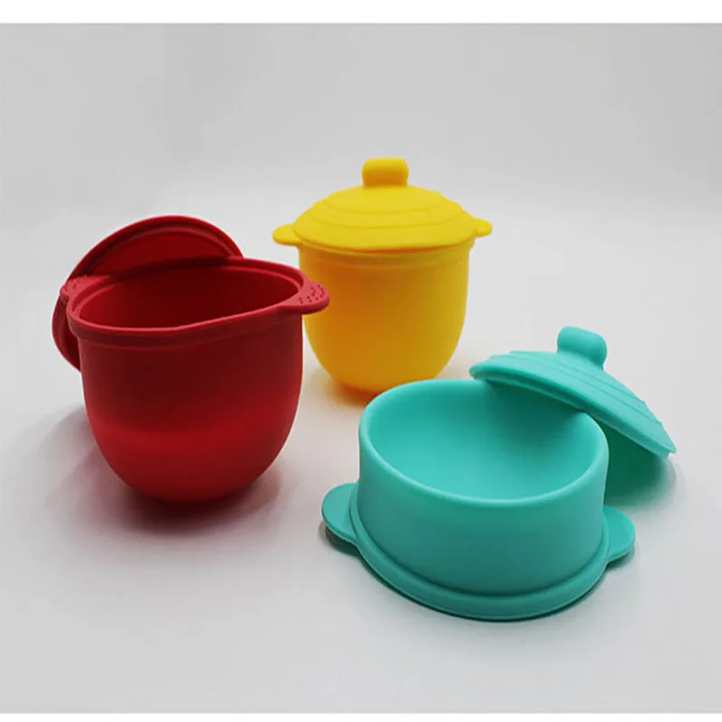 Baby Food Supplement Tableware Portable Children's Travel Folding Silicone Bowl With Lid | Дом и сад