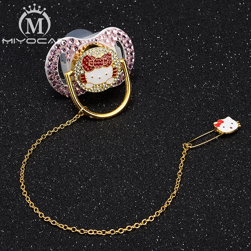 MIYOCAR уникальный дизайн Белый bling cat соска BPA бесплатно FDA пройти безопасный соска тускло и соска клип красивый набор