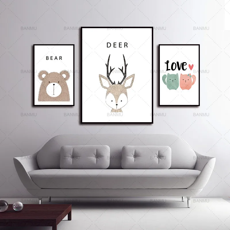 

Cartoon Animal wall art picture Canvas Painting Art Print Poster Picture Wall Modern Home Decor Child Baby Bedroom Decoration