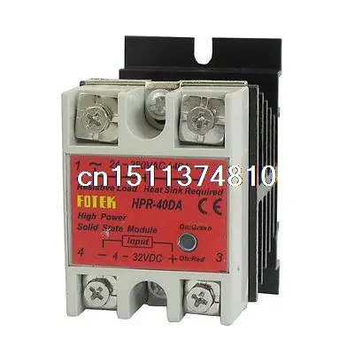

Однофазное твердотельное реле HPR-40DA 40A 4-32V DC 24-380V AC w, радиатор