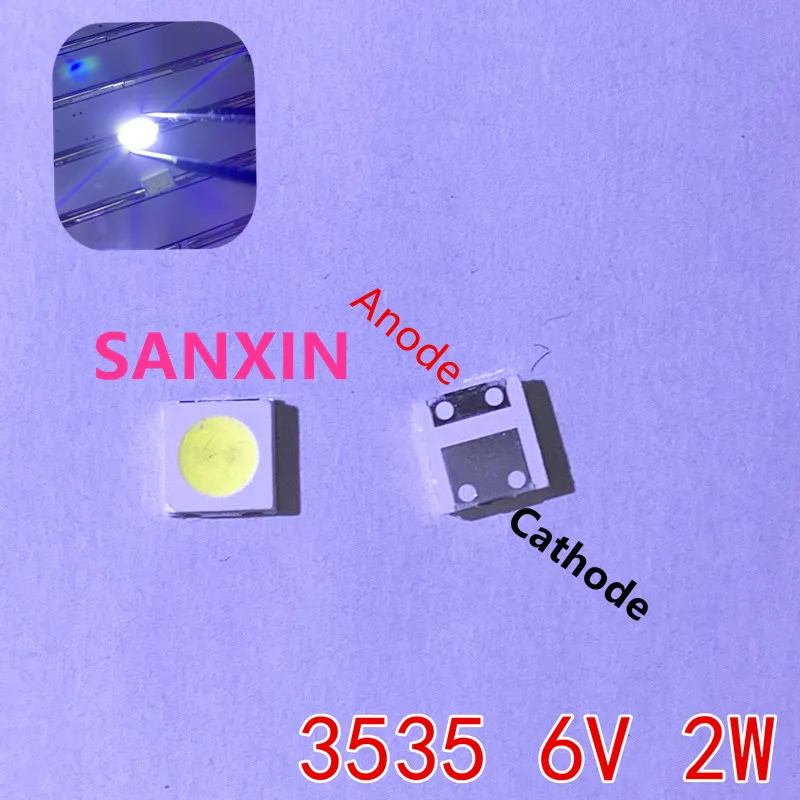 100 шт. 2 Вт 6 в 3535 подсветка телевизора LED SMD диоды холодный белый ЖК-телевизор Televisao