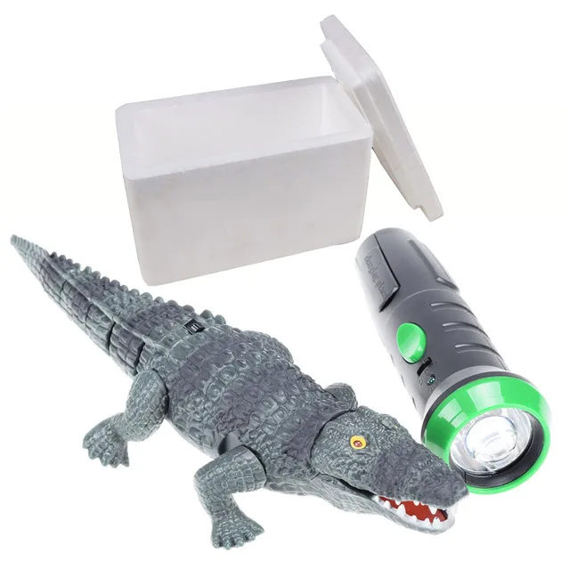 Gray No Box Пульт дистанционного управления животное Ложные RC крокодил шалость имитация светильник датчик Забавный для детей образовательный фестиваль подарочные игрушки - Цвет: Gray No Box