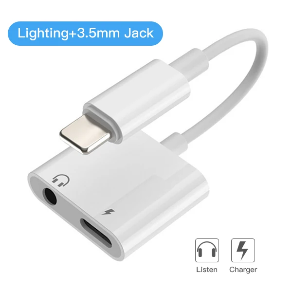 Lighting 3.5mm Jack ACCEZZ аудио адаптер 2 в 1 для iPhone XS MAX XR X 7 8 Plus 3,5 мм разъем двойная гарнитура с подсветкой Aux кабель сплиттер IOS 12 система - Цвет: Lighting 3.5mm Jack