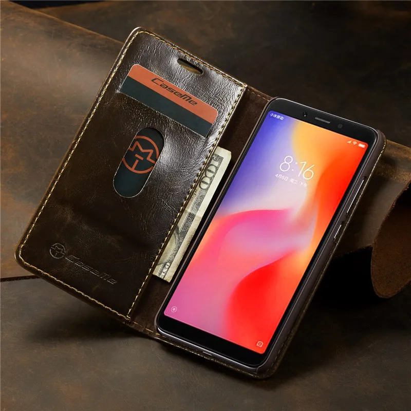 Роскошный кожаный чехол для телефона для Xiao mi Red mi 6A чехол для Xio mi Red mi Note 6 Pro mi 8 чехол красный mi 6 6Pro Магнитный чехол-кошелек