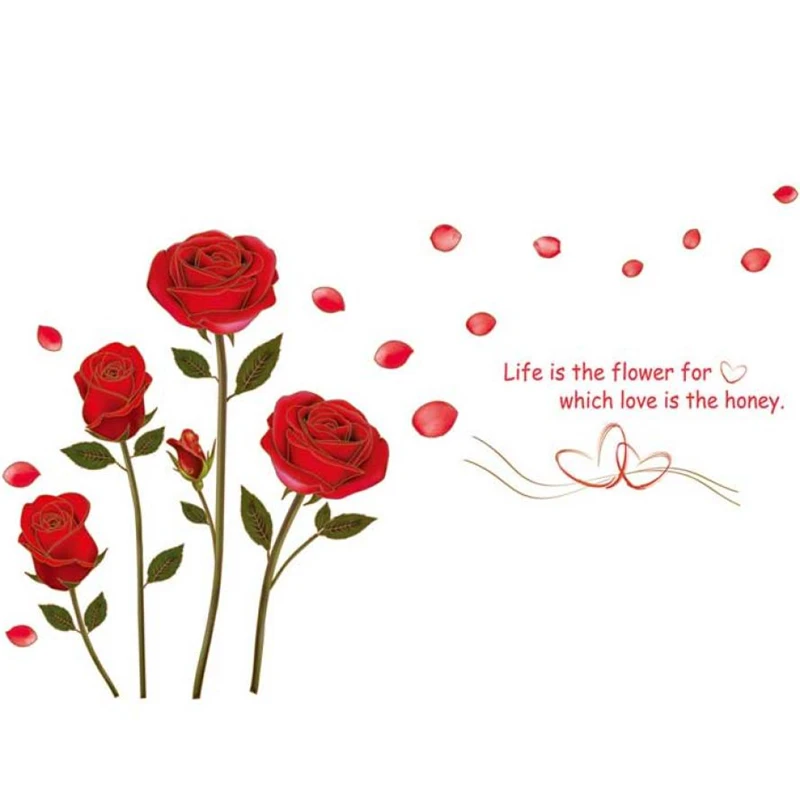 Романтические красные розы цветы настенные наклейки для гостиной спальни