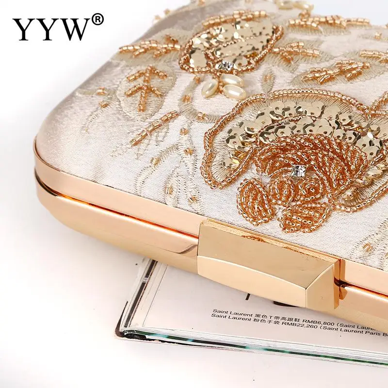 

YYW Crossbody Bags For Women Luxury Embroidery Sequined Flowers Evening Bags Dinner Clutch Purse With Chain Flower Banquet Bags