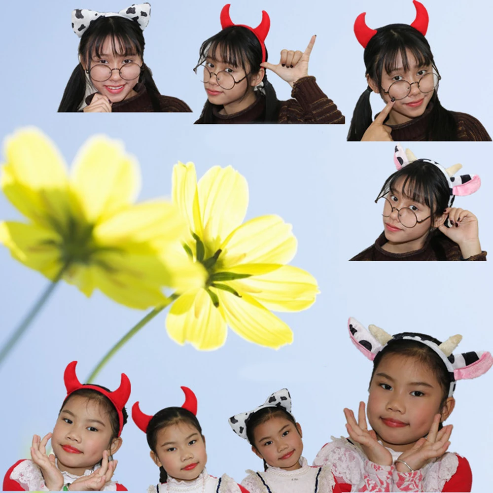 5 шт. повязка на голову с рогами дьявола и ушками для Хэллоуина вечерние головные